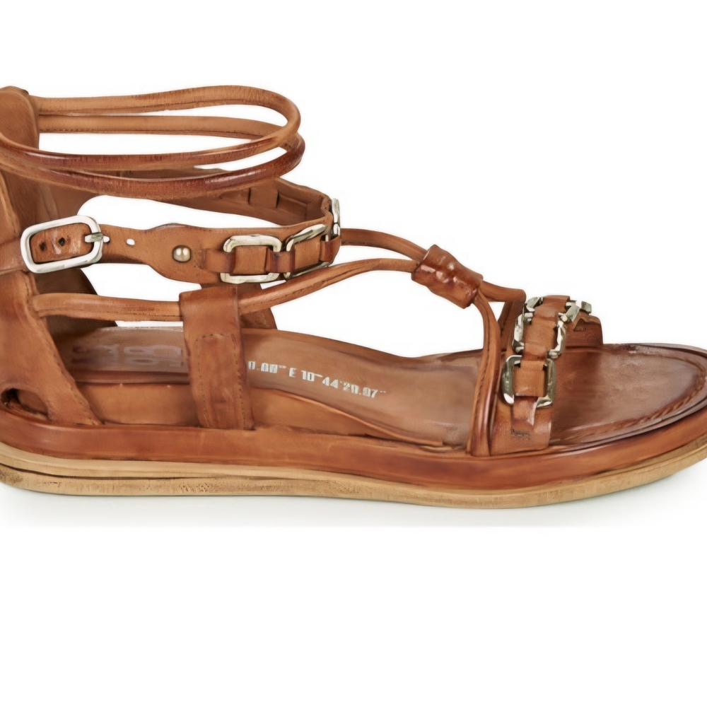 Airstep / A.S.98 Orange Leather Lace-Up Back-Zip Sandals - Picture 7 of 11